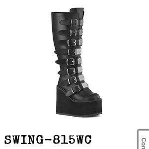 ONLY WORN ONCE black wide calf Demonia boots. Size 7